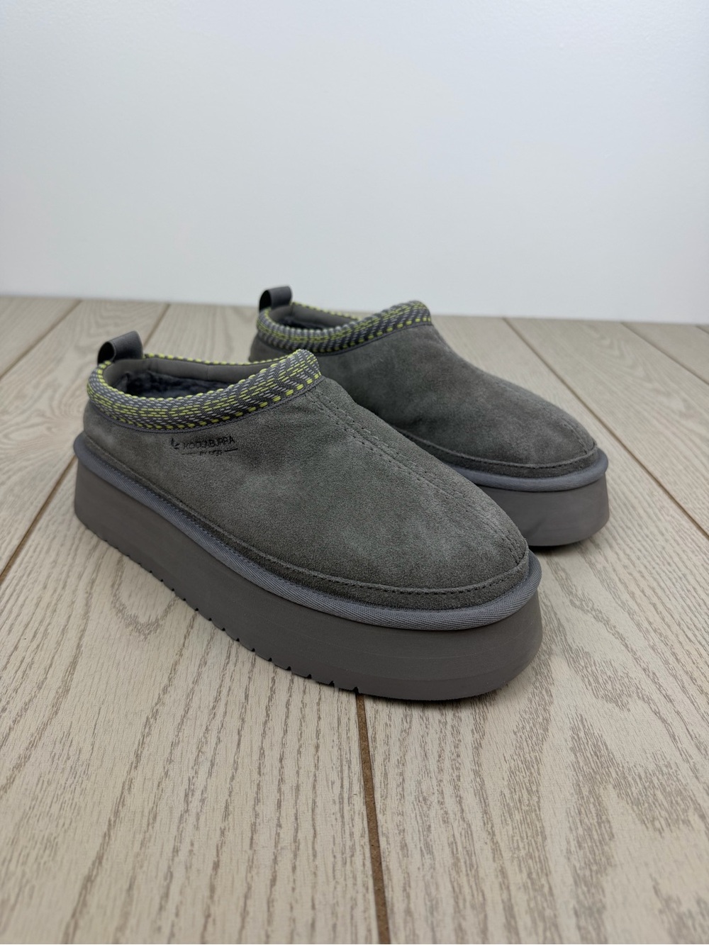 Koolaburra by UGG Women's Burree Platform Slippers US8 Cloud Grey & Green $90